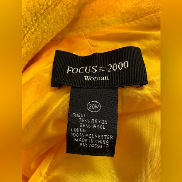 Focus 2000 Women's 20W Yellow Wool Blend Jacket Coat Bell Flared Sleeves Lined - Picture 4 of 6